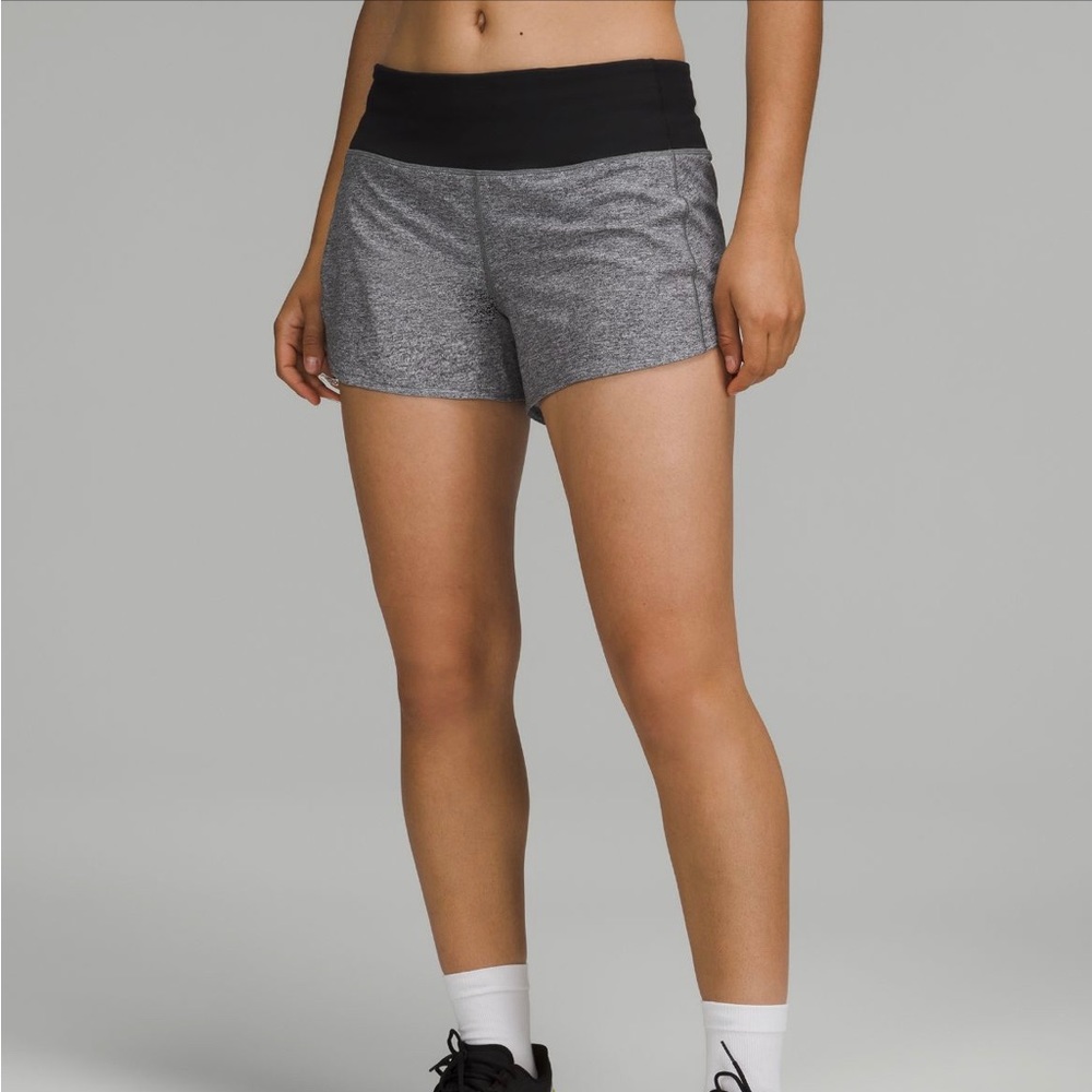 lululemon athletica Gray Heather Athletic Shorts with Black Waistband